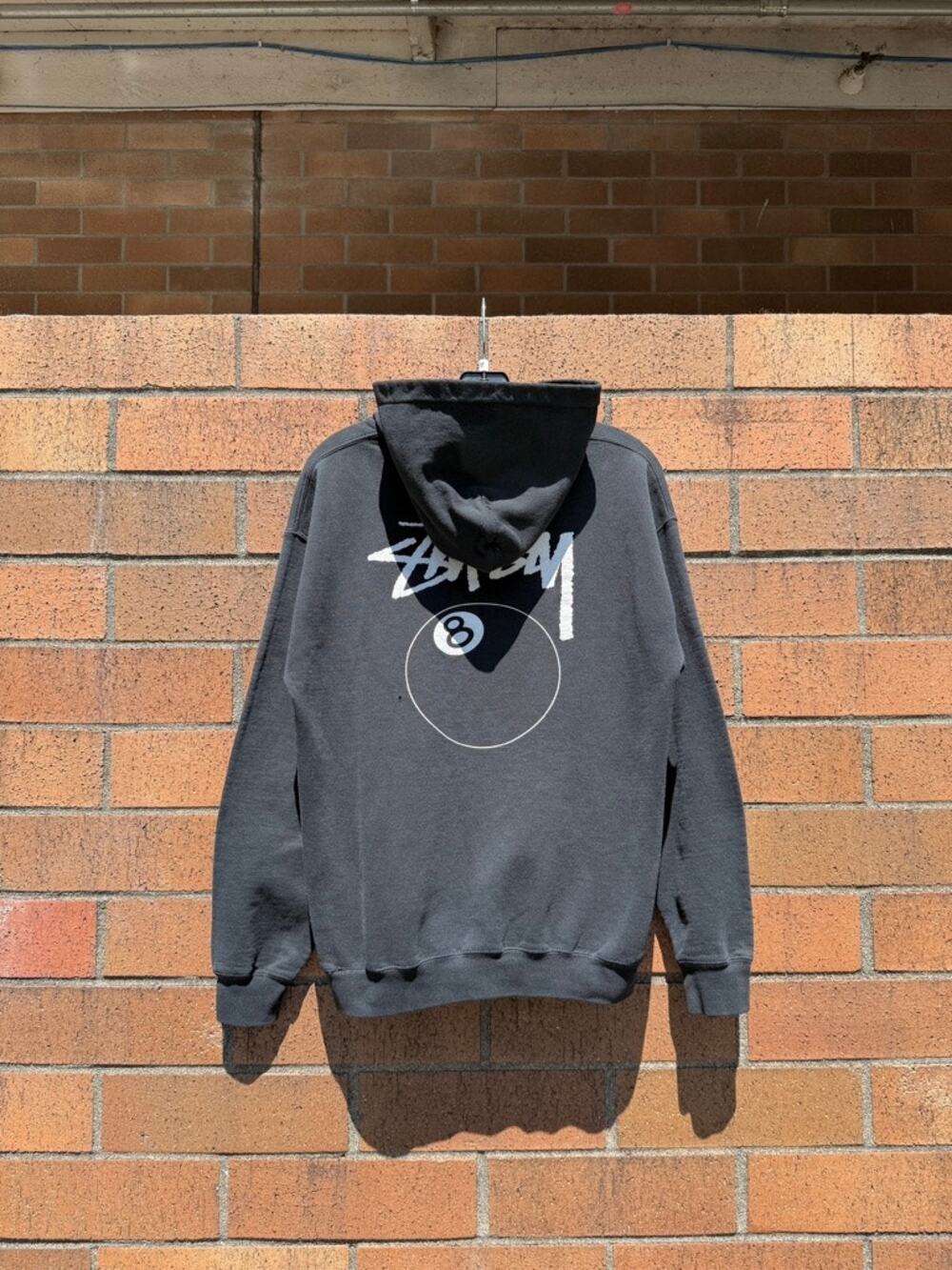 Y2K Stussy Vintage Black 8 Ball Sweatshirt Hoodie Pool Billiards Stock Tribe